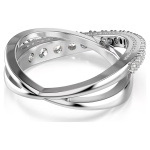 Hyperbola ring Round cut, White, Rhodium plated